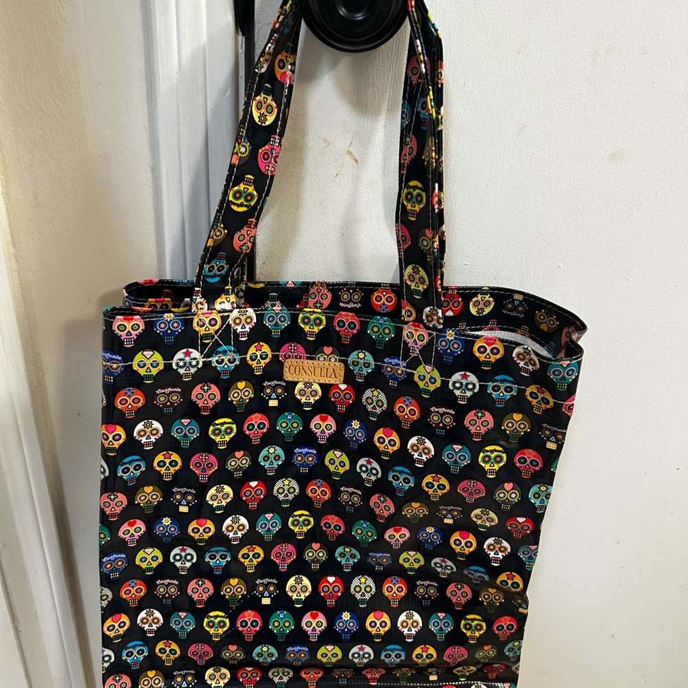 Consuela Black and Red Skull Tote Bag